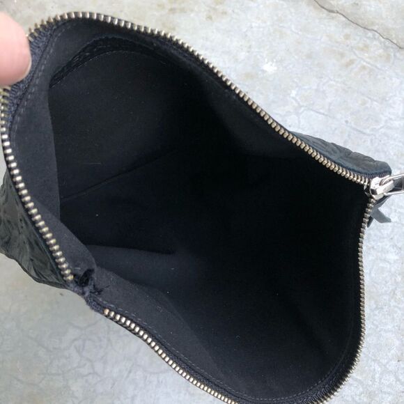 Alex and Ani Gabriel black leather foldover clutch bag embossed geometric print - Picture 7 of 7